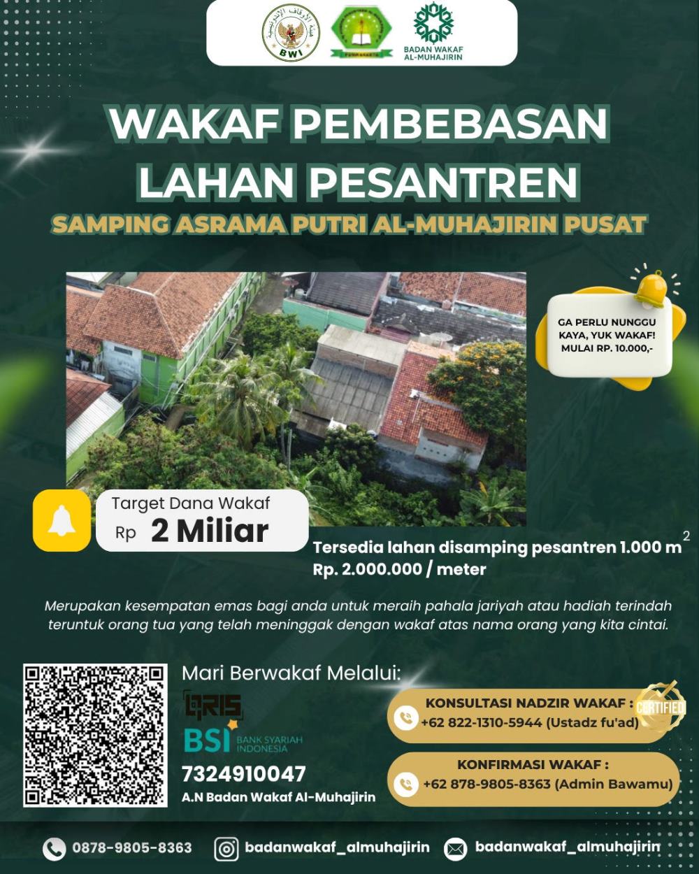 Wakaf Pembebasan Lahan Pesantren Al-Muhajirin, Ikhtiar Menyiapkan Masa Depan Generasi Umat